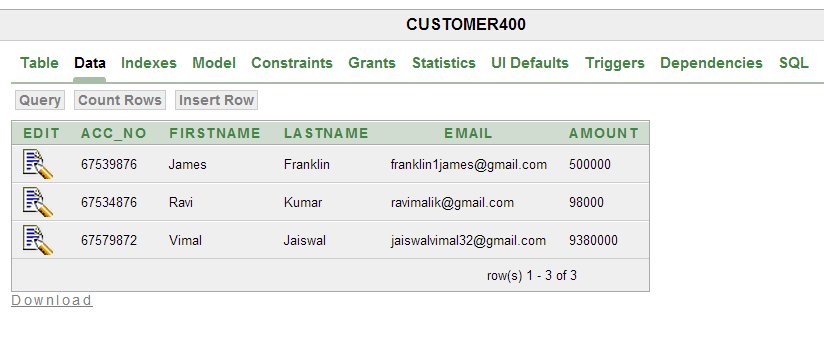 RMI application with database
